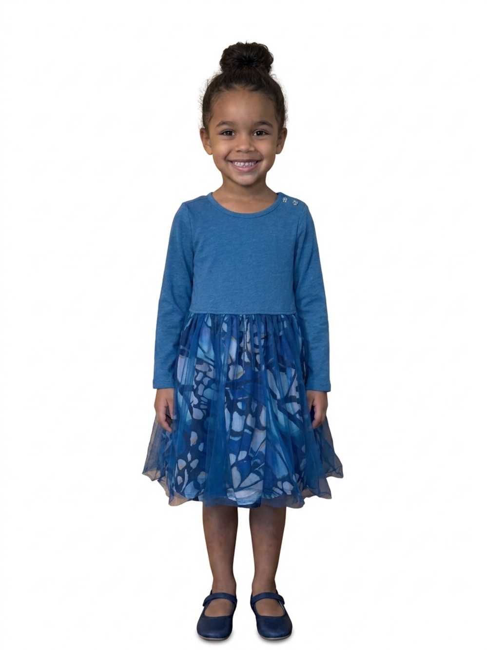 Gymboree Blue Long-Sleeve Tulle Dress